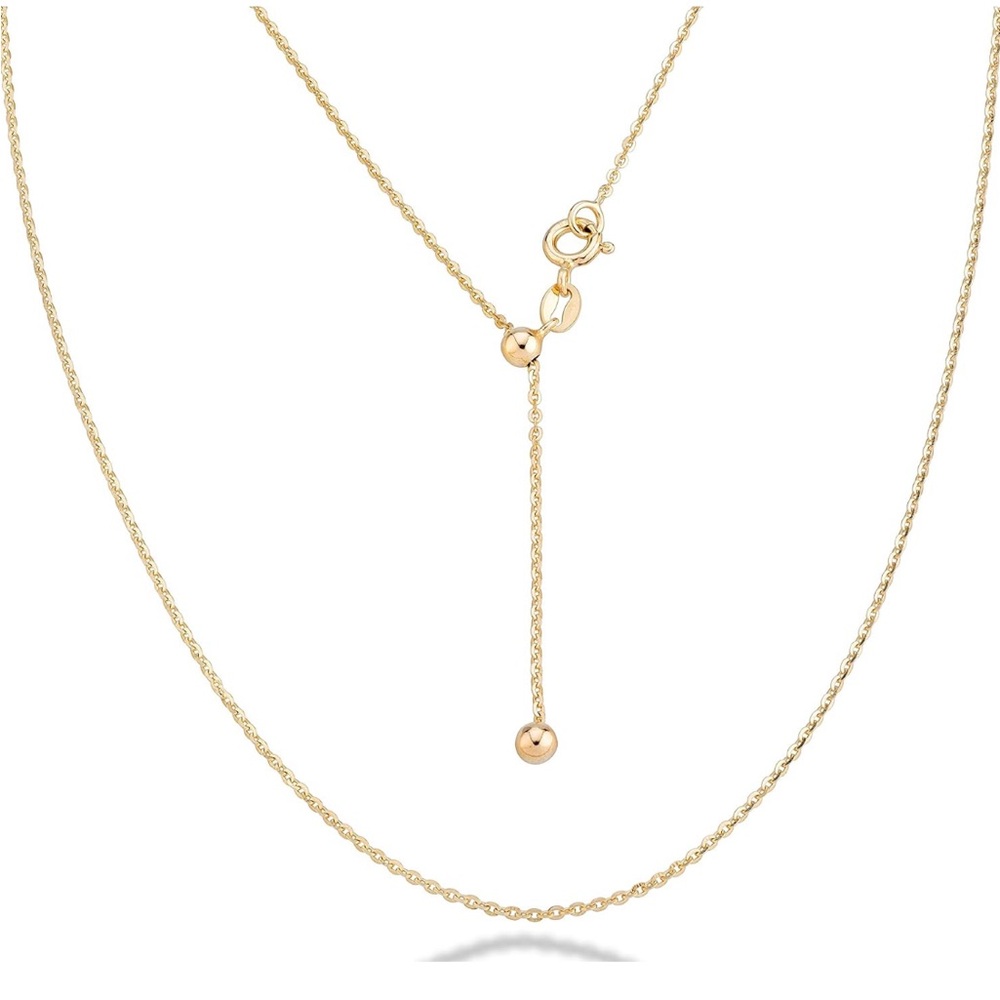 18K Yellow Gold-Italian 925 Sterling Silver Adjustable Thin Bolo Cable Necklace